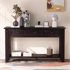 Brown Linen Cabinet Console Table