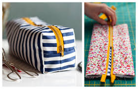 diy fabric boxy make up bag free sewing