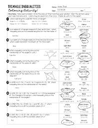 Some of the worksheets displayed are gina wilson unit 7 homework 1 answers therealore, unit 4 syllabus properties of triangles quadrilaterals, performance based learning and assessment. Coloring Activity Geometry Triangle Inequalities