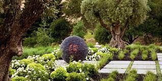 Garden Sphere In Black Stone Or Slate