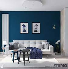 beautiful living room design blue walls