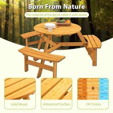 Circular Outdoor Wooden Picnic Table