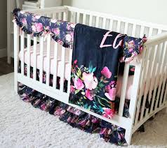 Girl Crib Baby Bedding In Navy And Pink