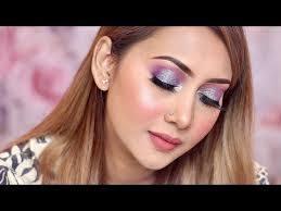 lilac glittery eye makeup tutorial ll