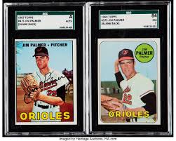 James alvin palmer was elected to the national baseball hall of fame in 1990. 1967 1969 Topps Jim Palmer Blank Back Sgc Graded Pair 2 Lot 41045 Heritage Auctions