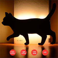 Led Cat Night Light Lamp Voice Sensor Lighting Battery Operated Safety For Kids Indoor Lamp House Decor Nursery Night Lamp Led Night Lights Aliexpress