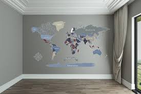 Map Decal Blue World Map Sticker Travel