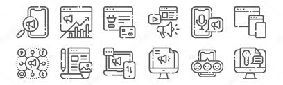 The difference is the numbering. Set Of 12 Digital Marketing Lineart Icons Outline Thin Line Icons Such As Keyword Digital Campaign Blogging Podcast Online Shopping Statistics Premium Vector In Adobe Illustrator Ai Ai Format