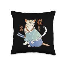 Amazon.com: Japanese Aesthetic Swordsman Cat Designs INC Samurai Swordsman  Japanese Kitty Japan Cat with Kanji Throw Pillow, 16x16, Multicolor : Home  & Kitchen