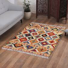 handloomed diamond patterned wool rug