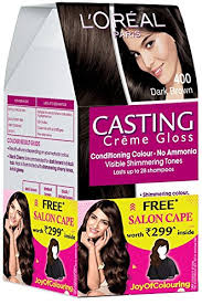 Loreal Paris Casting Creme Gloss Hair Color 4 Dark Brown 159 5g With Free Salon Cape Worth Rupees 299