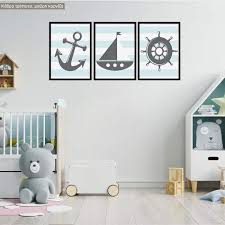 Kids Canvas Print Nautical Theme 3 Panels