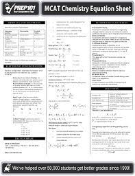 Mcat Chemistry Equation Sheet Prep101