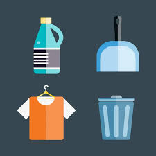 Household Waste Garbage Icons Stock