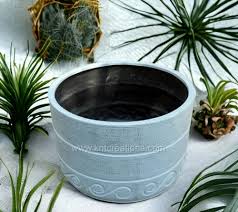 Fiberglass Round Stone Garden Pot