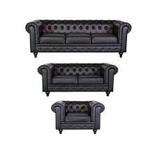 black leather sofa set available
