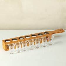 Shot Glasses In Wooden Tray Customized