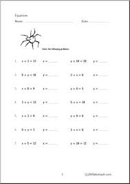 algebra equations set 1 worksheet