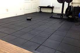 rubber gym floor mat tile black in