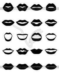 set of black lips vector clipart