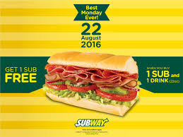 The subway sub of the day 2021 keep people more into eating the sandwiches with huge variety. Subway Buy 1 Free 1 Sub Nationwide On 22 Aug 2016