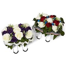 Large red, white, and blue cemetery memorial cross. Buy Artificial Flowers For Cemetery With Saddle Usa Flag Red White Blue Online In Indonesia B08rwgxgwt