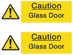 Caution Glass Door Decals Stickers