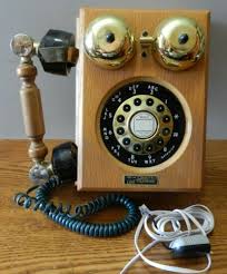 Wooden Wall Mount Rotary Dial Phone