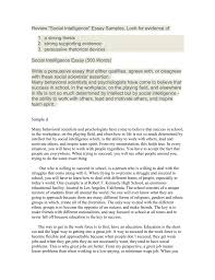 review social intelligence essay samples look for evidence of a 