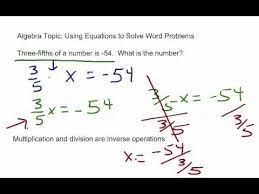 Algebra Using Equations To Solve Word