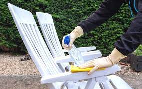 clean white outdoor plastic furniture