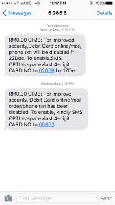 Leave your money at home and enjoy the rewards while using cimb debit cards. Cimb Assists On Twitter Chunhown Hi The Sms Is Genuine From Cimb You Need To Activate Opt In Function For Your Debit Card Before Perform The Transaction