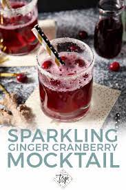sparkling ginger cranberry mocktail