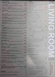 menu at the living room café restaurant