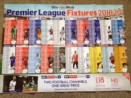 Premier League Calendar 2018 2019 Double Sided Wallchart