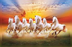 seven running horses painting print