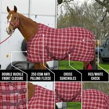 red check horse fleece rug 250g anti