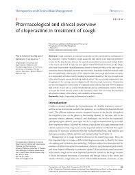 Pdf Pharmacological And Clinical Overview Of Cloperastine