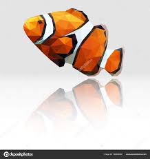 Vector Silhouette Clown Fish Polygon Chart Stock Vector