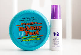 foot cream and makeup setting spray