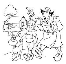 Inspector Gadget, Penny and dog walking coloring pages for kids, printable  free - Inspector Gadget