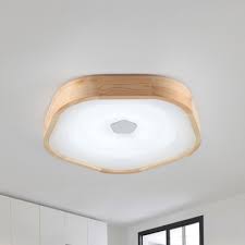 How to install flush mount ceiling light fixture. Wood Round Flush Ceiling Light Nordic 1 Light 18 5 22 5 W Led Flush Mount Ceiling Light With Diffuser In Warm White Takeluckhome Com