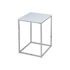 silver metal contemporary square side table