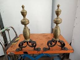 Fireplace Andirons Wrought Iron And