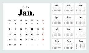 Monthly Calendar Template For 2024 Year