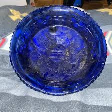 Cobalt Blue Glass Footed Candy Dish