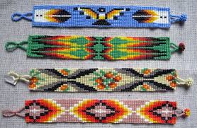 Bead embroidery is a little different than most off loom beadweaving stitches because the beads are stitched to a type of bead embroidery . Native American Style Bracelet 15 Row Bead Beading Patterns Bead Weaving Bead Work