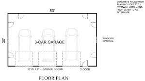 3 Cars Basic Garage Plan 1500 2b