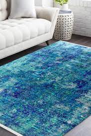 aqua marine modern sari silk area rugs