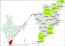 Introspection at a water pond of searchable map and satellite view of the indian state of tamil nadu. Map Of Tamil Nadu Right Showing Study Districts In Green Download Scientific Diagram